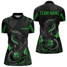 Load image into Gallery viewer, Custom Black And Irish Green Dragon Bowling Womens Quarter-Zip Shirts, Bowling Uniform IPHW8641
