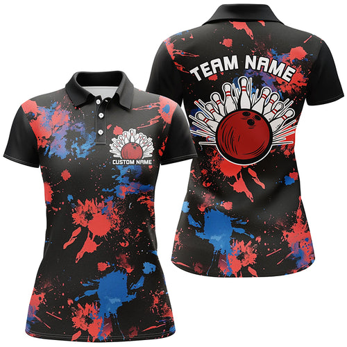 Red White And Blue Colors Camo Custom Women Bowling Team Shirts Bowler Outfits IPHW6471