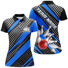 Load image into Gallery viewer, Splatter Pins Custom Bowling Team Shirts For Women, Bowling Tournament Shirt | Blue IPHW6472