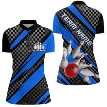 Load image into Gallery viewer, Splatter Pins Custom Bowling Team Shirts For Women, Bowling Tournament Shirt | Blue IPHW6472