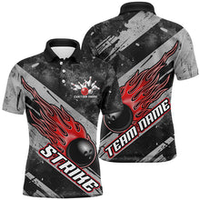 Load image into Gallery viewer, Black And Red Flame Bowling Ball Custom Team Shirts For Men And Women, Tournament Team Jerseys IPHW6478