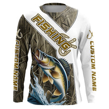 Load image into Gallery viewer, Walleye Fishing Fish Hook Custom Long Sleeve Shirts, Walleye Jerseys Fishing Gifts | Grass Camo IPHW6660