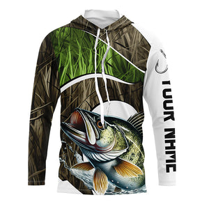 Personalized Walleye Fishing Camo Long Sleeve Fishing Shirts, Walleye Fishing Jerseys IPHW7199