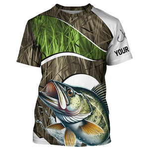 Personalized Walleye Fishing Camo Long Sleeve Fishing Shirts, Walleye Fishing Jerseys IPHW7199