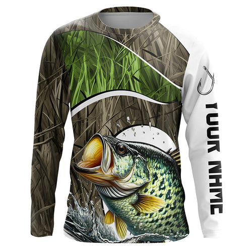 Personalized Crappie Fishing Camo Long Sleeve Fishing Shirts, Crappie Fishing Jerseys IPHW7200