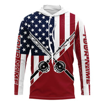 Load image into Gallery viewer, Personalized American Flag Fishing Rods Long Sleeve Fishing Shirts, Patriotic Fishing Shirts IPHW7202