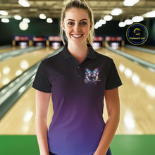 Load image into Gallery viewer, Custom Colorful Butterfly Bowling Women Polo Shirt, Bowling Tournament Team Shirt IPHW11031