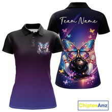 Load image into Gallery viewer, Custom Colorful Butterfly Bowling Women Polo Shirt, Bowling Tournament Team Shirt IPHW11031