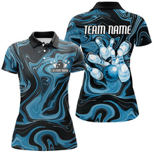 Load image into Gallery viewer, Blue Camo Custom Bowling Team Shirts For Women, Bowling Tournament Jerseys IPHW6489