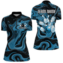 Load image into Gallery viewer, Blue Camo Custom Bowling Team Shirts For Women, Bowling Tournament Jerseys IPHW6489