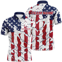 Load image into Gallery viewer, Bowling Ball Pattern American Flag Custom Unisex Bowling Team Shirts, Patriotic Bowling Jerseys IPHW6493