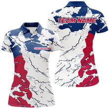 Load image into Gallery viewer, Bowling Ball Pattern Texas Flag Custom Ladies Bowling Team Shirts, Patriotic Bowling Jerseys IPHW6494