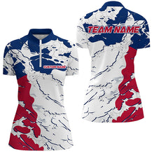 Load image into Gallery viewer, Bowling Ball Pattern Texas Flag Custom Ladies Bowling Team Shirts, Patriotic Bowling Jerseys IPHW6494