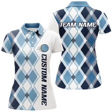 Load image into Gallery viewer, Blue Argyle Custom Bowling Shirts For Women, Bowling Tournament Team Jerseys IPHW6500