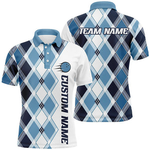 Blue Argyle Custom Bowling Shirts For Men And Women, Bowling Tournament Team Jerseys IPHW6500