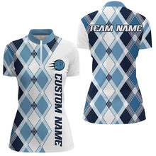 Load image into Gallery viewer, Blue Argyle Custom Bowling Shirts For Women, Bowling Tournament Team Jerseys IPHW6500