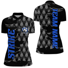 Load image into Gallery viewer, Customize Name Strike Bowling Shirts For Women, Flame Bowling Balls Bowler Outfits | Blue IPHW6502