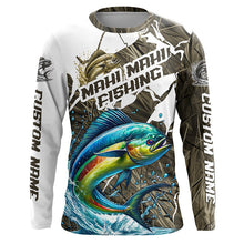 Load image into Gallery viewer, Custom Mahi Mahi Fishing Tournament Jerseys, Mahimahi Long Sleeve Fishing Shirts Camo IPHW6844