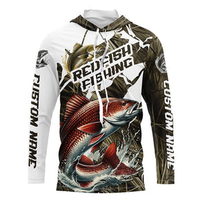 Custom Redfish Fishing Tournament Jerseys, Redfish Long Sleeve Fishing Shirts Camo IPHW6845