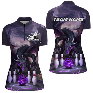 Custom Purple Dragon Bowling Shirts For Women, Bowling Team Shirt Bowler Outfit Uniform IPHW7986