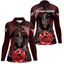 Load image into Gallery viewer, Custom Red Dragon Bowling Team Shirts For Women, Bowling Tournament Bowler Uniform Outfits IPHW7988