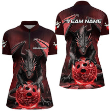 Load image into Gallery viewer, Custom Red Dragon Bowling Team Shirts For Women, Bowling Tournament Bowler Uniform Outfits IPHW7988