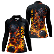 Load image into Gallery viewer, Custom Flaming Leopard Bowling Shirts For Women, Fire Bowling Team Shirt Bowler Uniform IPHW7999