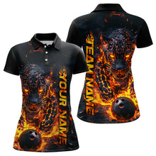 Load image into Gallery viewer, Custom Flaming Leopard Bowling Shirts For Women, Fire Bowling Team Shirt Bowler Uniform IPHW7999