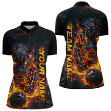 Load image into Gallery viewer, Custom Flaming Leopard Bowling Shirts For Women, Fire Bowling Team Shirt Bowler Uniform IPHW7999