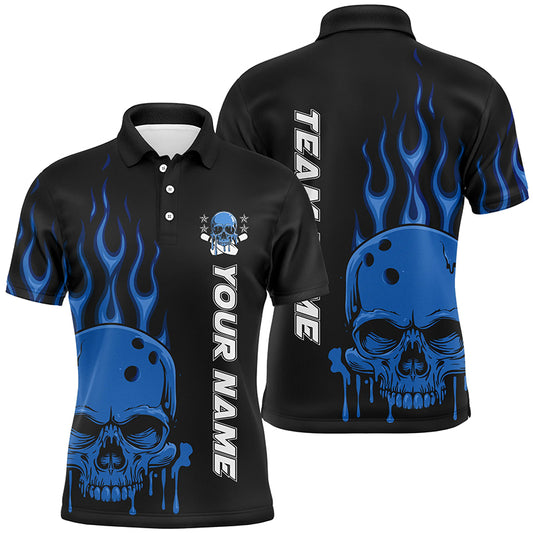 Personalized Skull Bowling Shirt For Men, Women And Kids, Custom Team'S Name Flame Bowler Jerseys IPHW5916