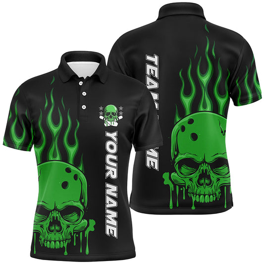 Personalized Skull Bowling Shirt For Men, Women And Kids, Custom Team'S Name Flame Bowler Jerseys IPHW5916