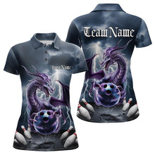 Load image into Gallery viewer, Custom Thunder Lightning Purple Dragon Bowling Polo Shirts For Women, Bowling Team Uniform IPHW8676
