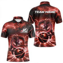 Load image into Gallery viewer, Custom Black And Red Thunder Lightning Dragon Bowling Polo Shirts For Men, Team Uniform IPHW8681