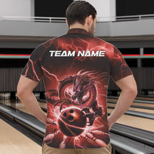 Load image into Gallery viewer, Custom Black And Red Thunder Lightning Dragon Bowling Quarter-Zip Shirts For Men, Team Uniform IPHW8681