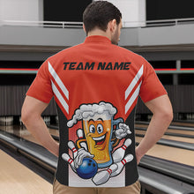 Load image into Gallery viewer, Custom Funny Beer Bowling Quarter-Zip Shirts For Men, Orange Bowling Team Bowling League Shirt IPHW8931