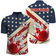 Load image into Gallery viewer, Vintage American Flag Custom Bowling Team Shirt For Men And Women, Retro Patriotic Bowling Jersey IPHW6515