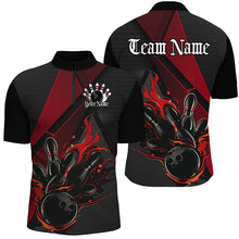 Load image into Gallery viewer, Custom Black And Red Flame Bowling Shirts For Men, Bowling Team Jerseys For Bowlers IPHW7203