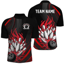 Load image into Gallery viewer, Personalized Bowling Shirts For Men, Black And Red Flame Bowling Team Shirts Bowlers Outfit IPHW7207