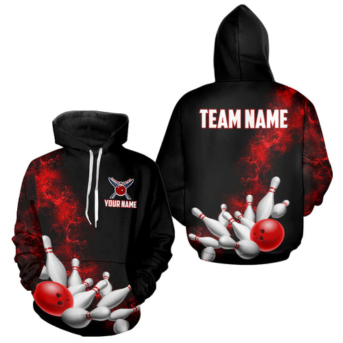 Custom Red Strike Bowling Hoodie, Bowling Team Jerseys Bowling League Shirt IPHW5469