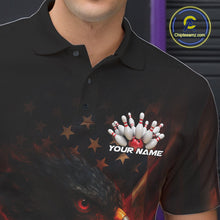 Load image into Gallery viewer, Custom Vintage Patriotic Flame Eagle Bowling Men Shirts, US Flag Bowling League Shirt IPHW10145