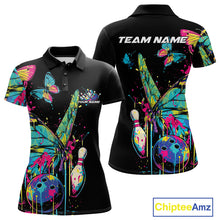 Load image into Gallery viewer, Custom Colorful Butterfly Bowling Team Shirt For Women, Ladies Bowling Outfits IPHW10154