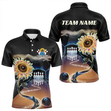 Load image into Gallery viewer, Custom Sunflower Bowling Polo Shirts For Men, Sunflower Bowling Tournament Team Shirt IPHW8437