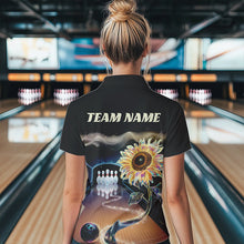 Load image into Gallery viewer, Custom Sunflower Bowling Quarter-Zip Shirts For Women, Sunflower Bowling Tournament Team Shirt IPHW8437
