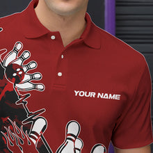 Load image into Gallery viewer, Custom Red Camo Strike Bowling Polo Shirts For Men, Strike Team Bowling League Shirt Shirt IPHW8443