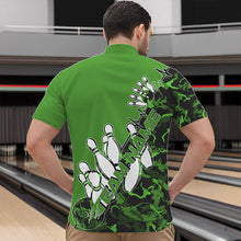 Load image into Gallery viewer, Custom Green Camo Strike Bowling Quarter-Zip Shirts For Men, Strike Team Bowling League Shirt Shirt IPHW8445