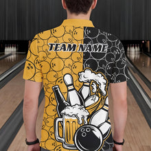 Load image into Gallery viewer, Custom Black And Yellow Retro Bowling Beer Team Shirts For Men, Bowling Pattern Jerseys IPHW10538