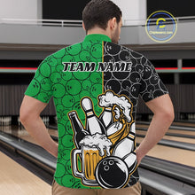 Load image into Gallery viewer, Custom Black And Green Retro Bowling Beer Team Shirts For Men, Bowling Pattern Jerseys IPHW10539