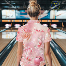 Load image into Gallery viewer, Custom Elegant Roses And Butterfly Women Bowling Quarter-Zip Shirt, Ladies Bowling Shirt IPHW11062