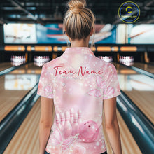 Load image into Gallery viewer, Custom Elegant Roses And Butterfly Women Bowling Quarter-Zip Shirt, Ladies Bowling Shirt IPHW11067