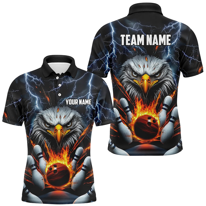 Thunder Lightning Storm Custom Flame Eagle Bowling Shirts For Men, Fire Bowling Jerseys IPHW7580